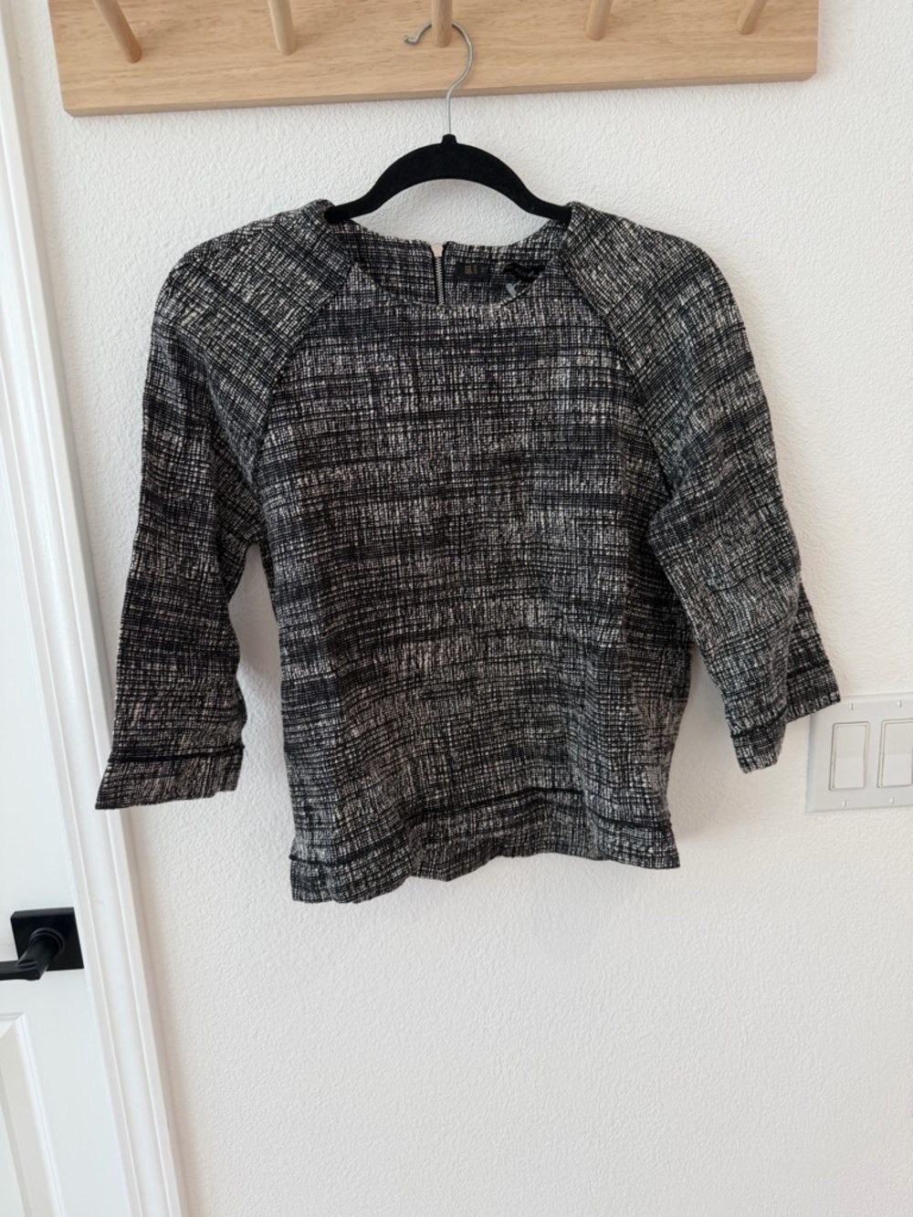 Zara Black & White Tweed Top